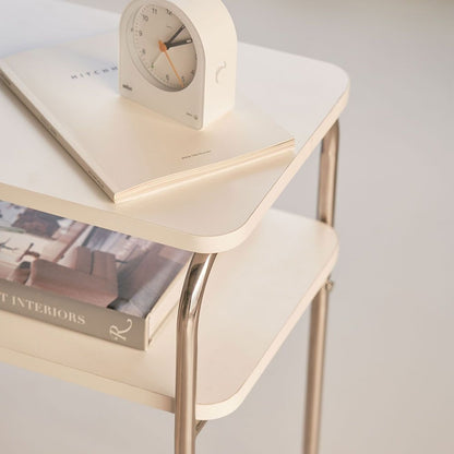 Mid-Century Wood & Chrome Side Table