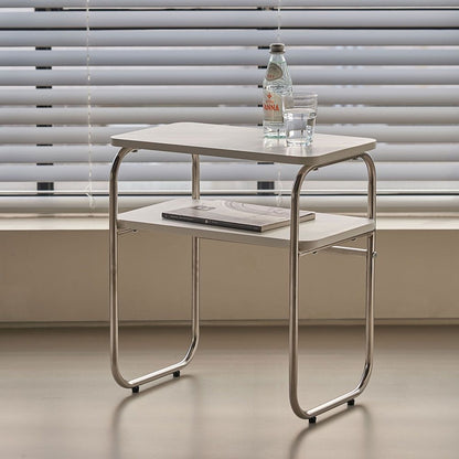 Mid-Century Wood & Chrome Side Table