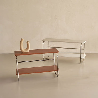 Mid-Century Wood & Chrome Shelf
