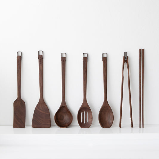 Premium Black Walnut Wooden Kitchen Tool Set (7-Piece)