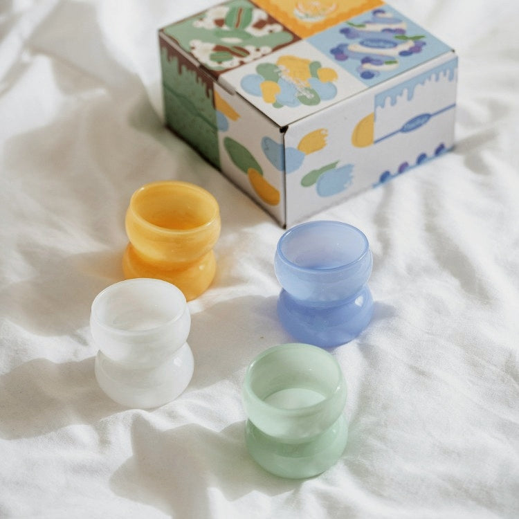 Newtige Milk Glass Soju & Sake Cup Set (4-Piece)