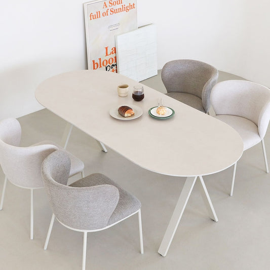 Double-Sided Ceramic Oval Dining Table