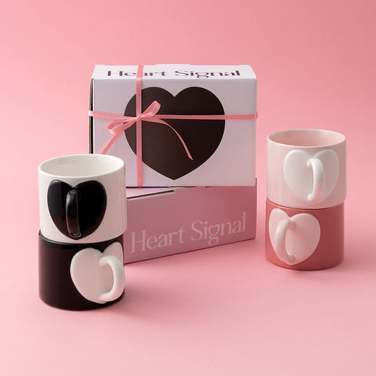 Heart Signal Hug Ceramic Mug (Set of 2)