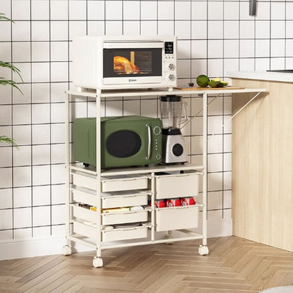 Expandable Rolling Microwave Storage Rack