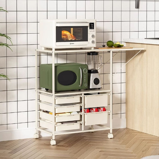 Expandable Rolling Microwave Storage Rack