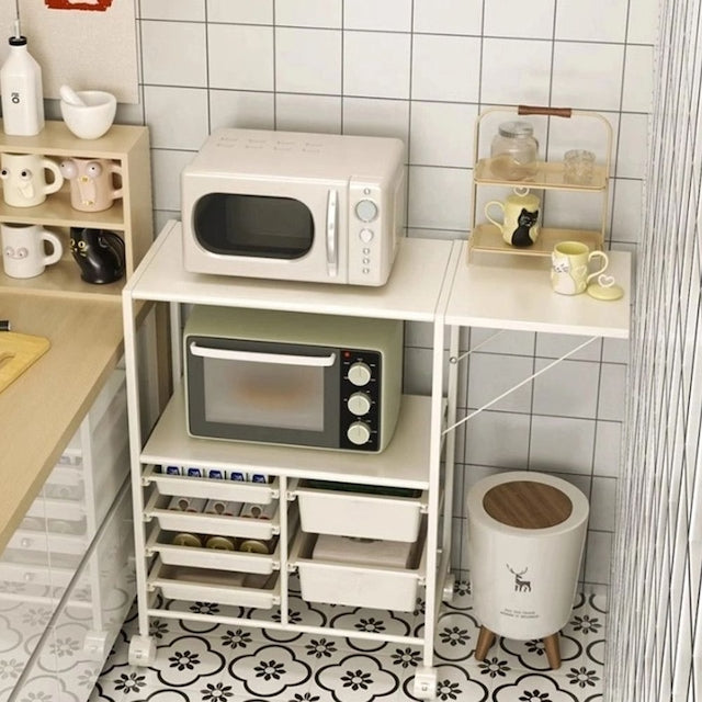 Expandable Rolling Microwave Storage Rack