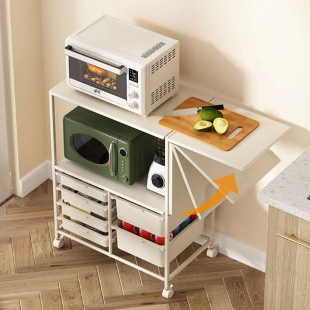 Expandable Rolling Microwave Storage Rack
