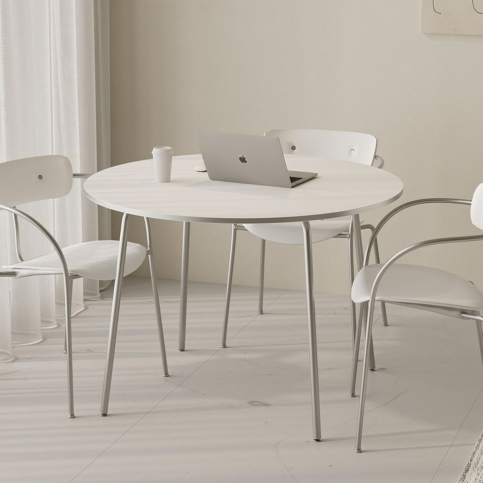 Modern Chrome Round Dining Table - 39.4"