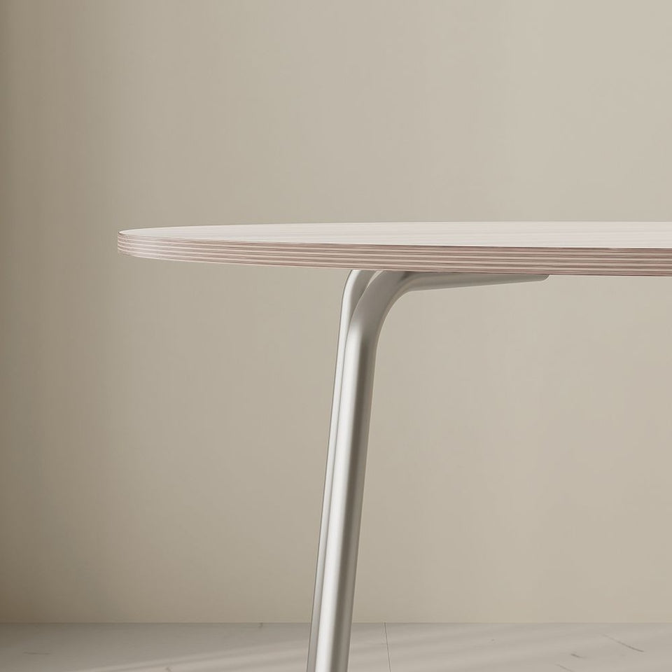 Modern Chrome Round Dining Table - 39.4"