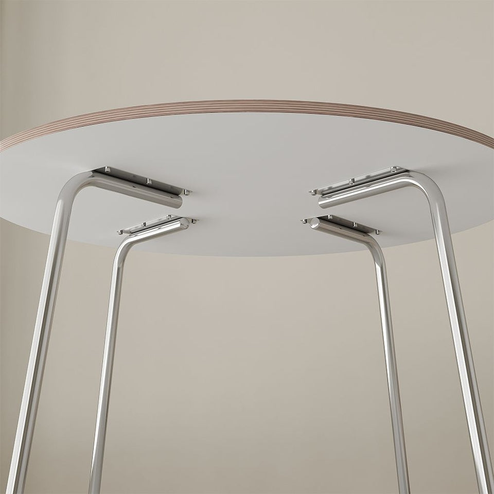 Modern Chrome Round Dining Table - 39.4"