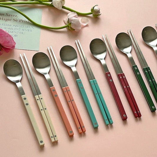 Color Block Spoon & Chopstick Set - detail view