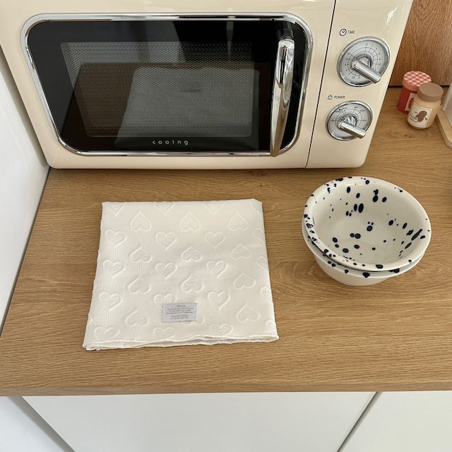Heart Jacquard Kitchen Drying Mat - close up