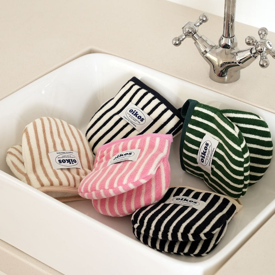 Striped Cotton Apron & Oven Mitt Set
