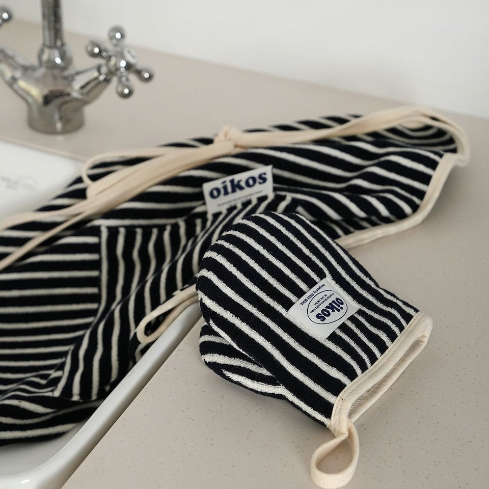 Striped Cotton Apron & Oven Mitt Set