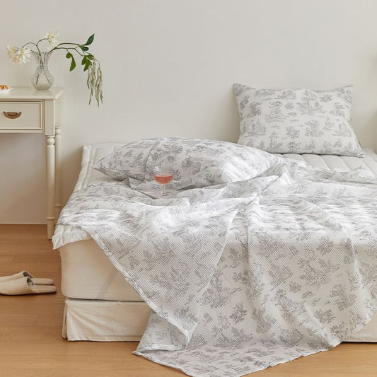 Summer Romance Seersucker Light Blanket + Pillowcase Set
