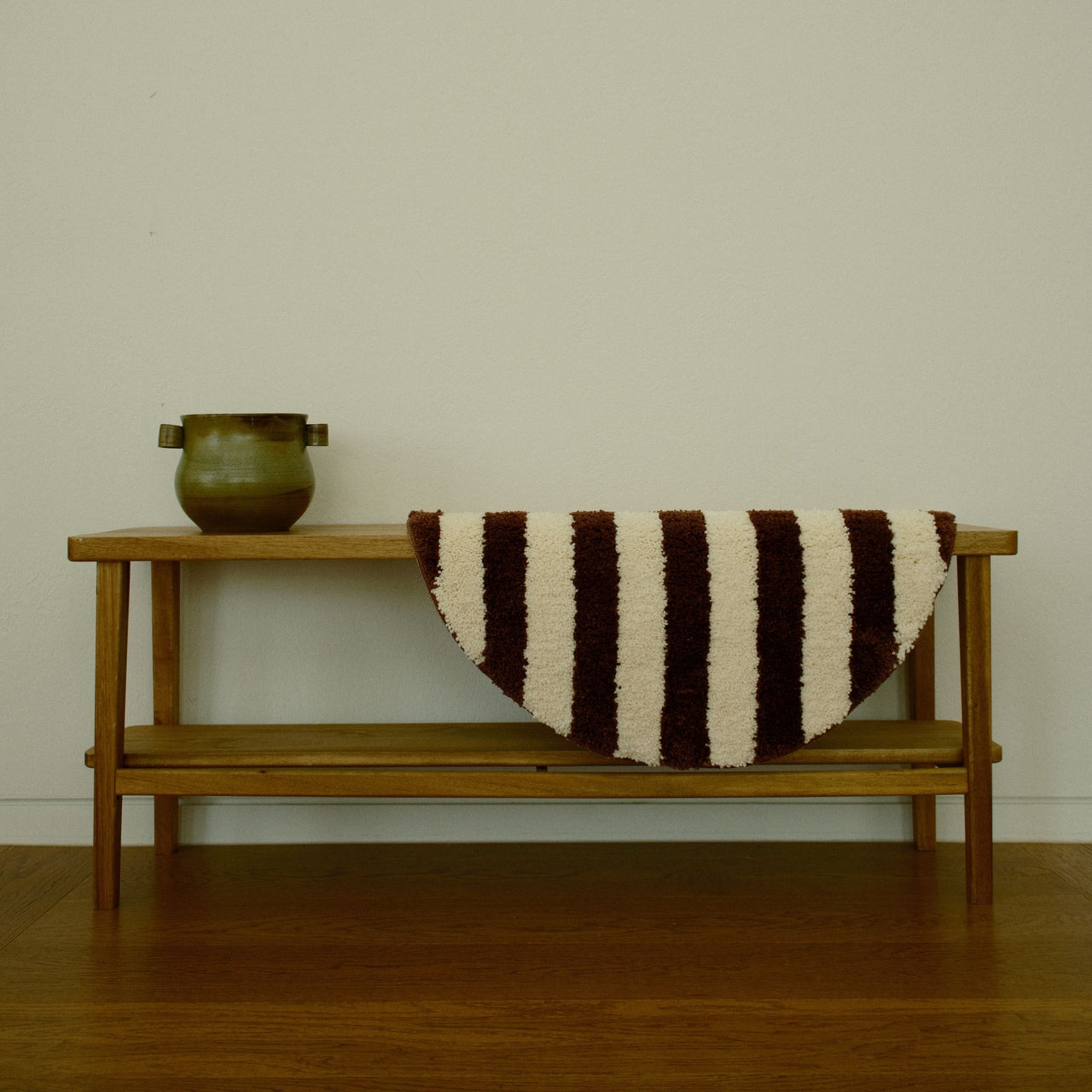 Mocha Stripe Half-Moon Accent Mat