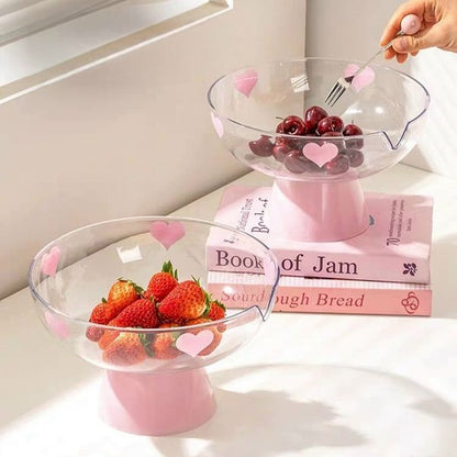 Pink Heart Self-Draining Fruit Bowl