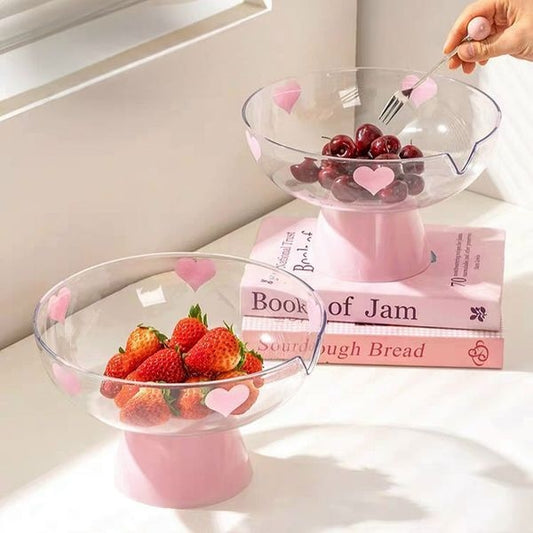 Pink Heart Self-Draining Fruit Bowl