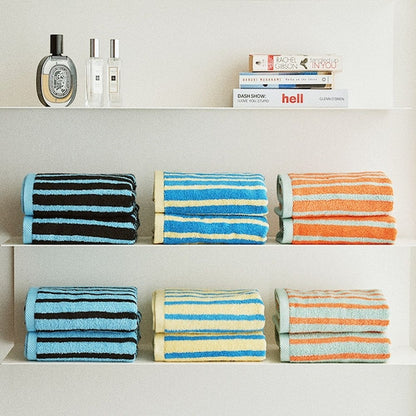 Checkerboard & Stripe Hotel Bath Towel Set (10-Pack)