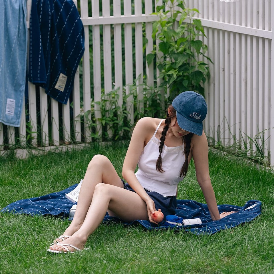 Denim Stitch Oversized Beach Bath Towel