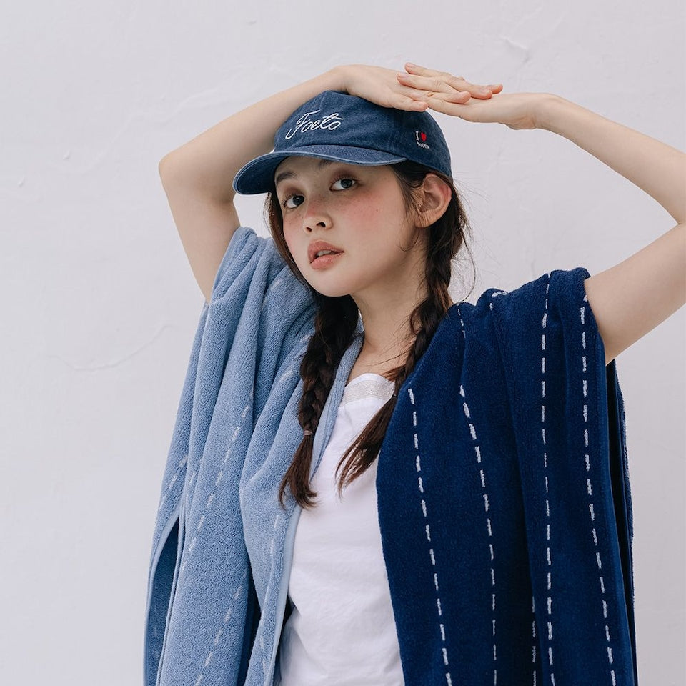 Denim Stitch Oversized Beach Bath Towel