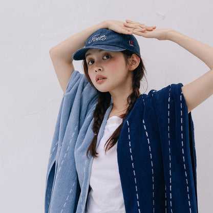 Denim Stitch Oversized Beach Bath Towel