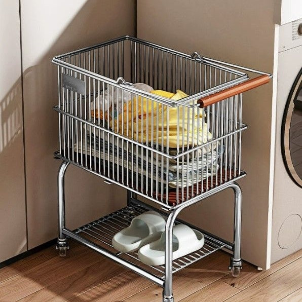 Pantry Gap Rolling Storage Cart in Wood & Steel
