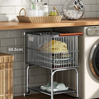 Pantry Gap Rolling Storage Cart in Wood & Steel