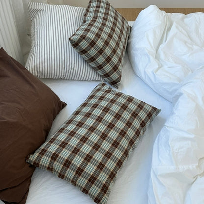 Mocha Brown Plaid Pillow Cover