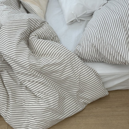 Brown Stripe Reversible Duvet Cover