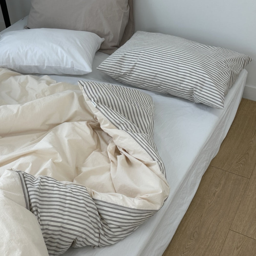 Brown Stripe Reversible Duvet Cover