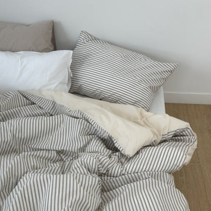 Brown Stripe Reversible Duvet Cover
