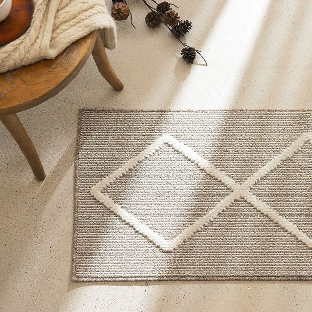Wool Touch Diamond Sisal Look Kitchen Mat