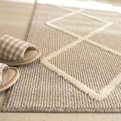 Wool Touch Diamond Sisal Look Kitchen Mat