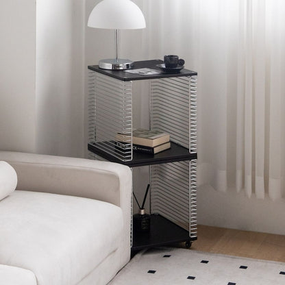 Wire Cube Side Table with Wood Top