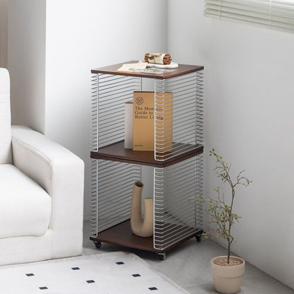 Wire Cube Side Table with Wood Top