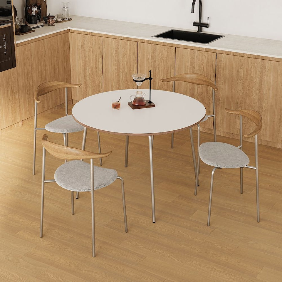 Modern Chrome Round Dining Table - 39.4"