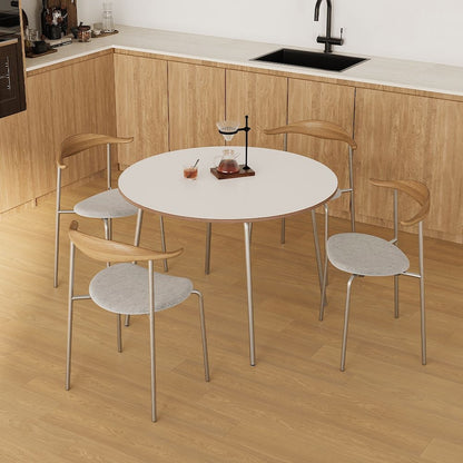 Modern Chrome Round Dining Table - 39.4"