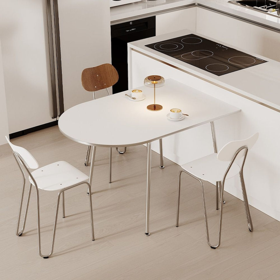 Chrome Half-Oval Mid-Century Table