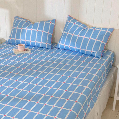 Little Mansion Check Allergy-Care Mattress Fitted Sheet - lifestyle