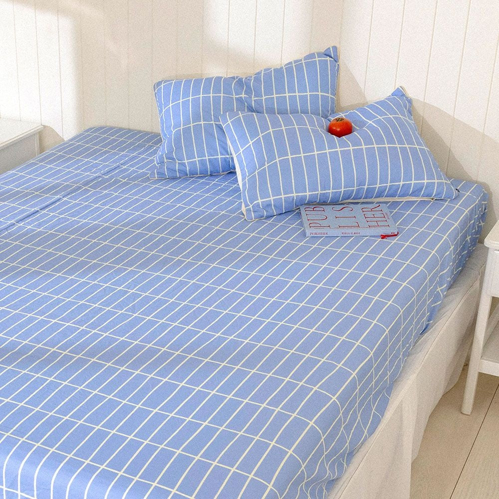 Little Mansion Check Allergy-Care Mattress Fitted Sheet