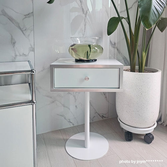 Silver Edge Pedestal Nightstand