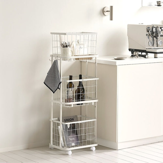 Dove 4-Frame 3-Tier Rolling Laundry Basket Trolley