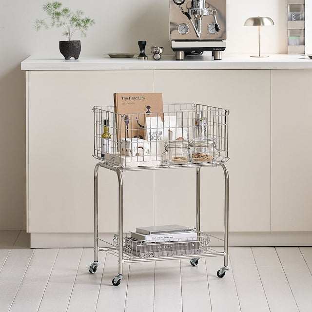 Minimal Rolling Wire Storage Cart
