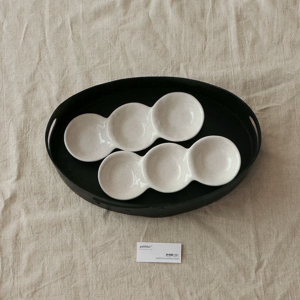 Pebbler 3-Section Divided Sauce Dish