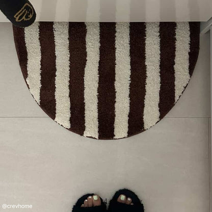 Mocha Stripe Half-Moon Accent Mat