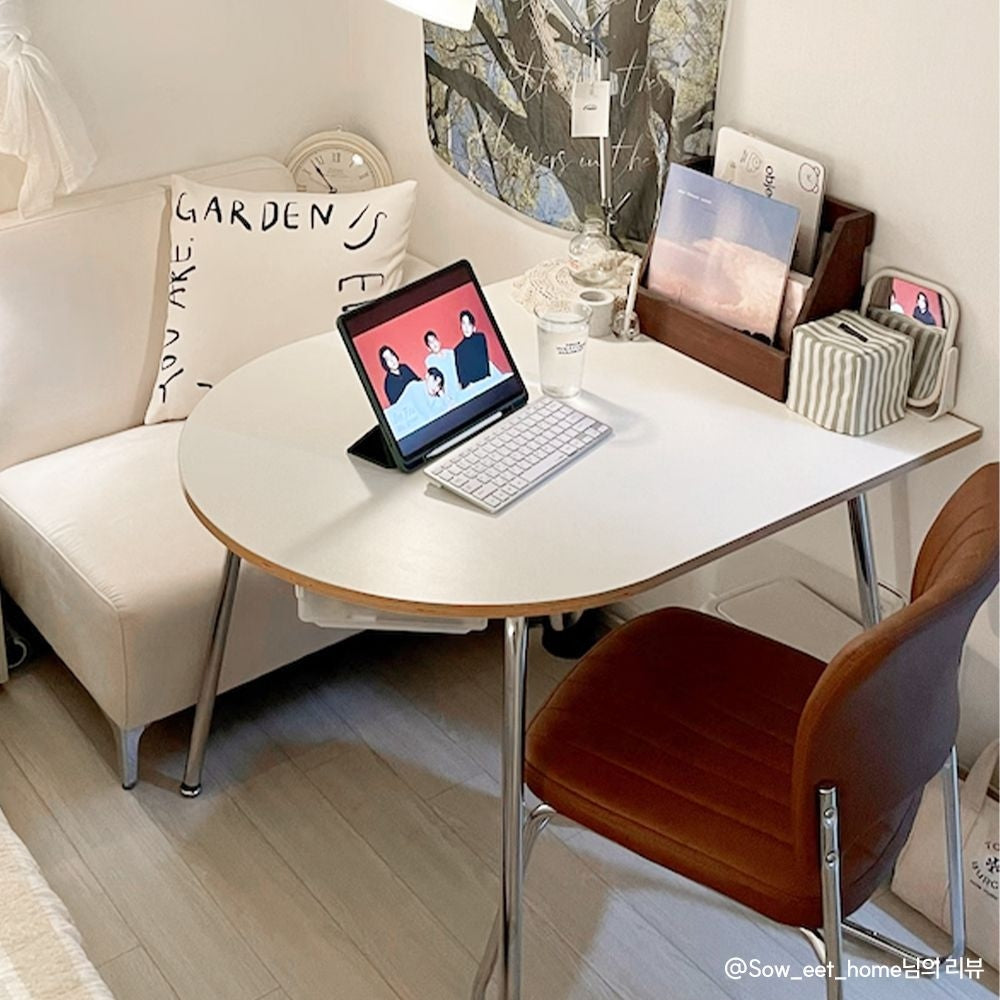 Chrome Half-Oval Mid-Century Table