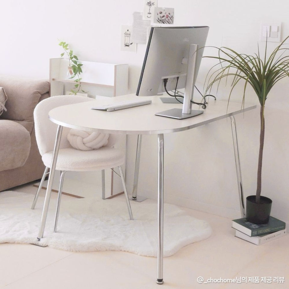 Chrome Half-Oval Mid-Century Table