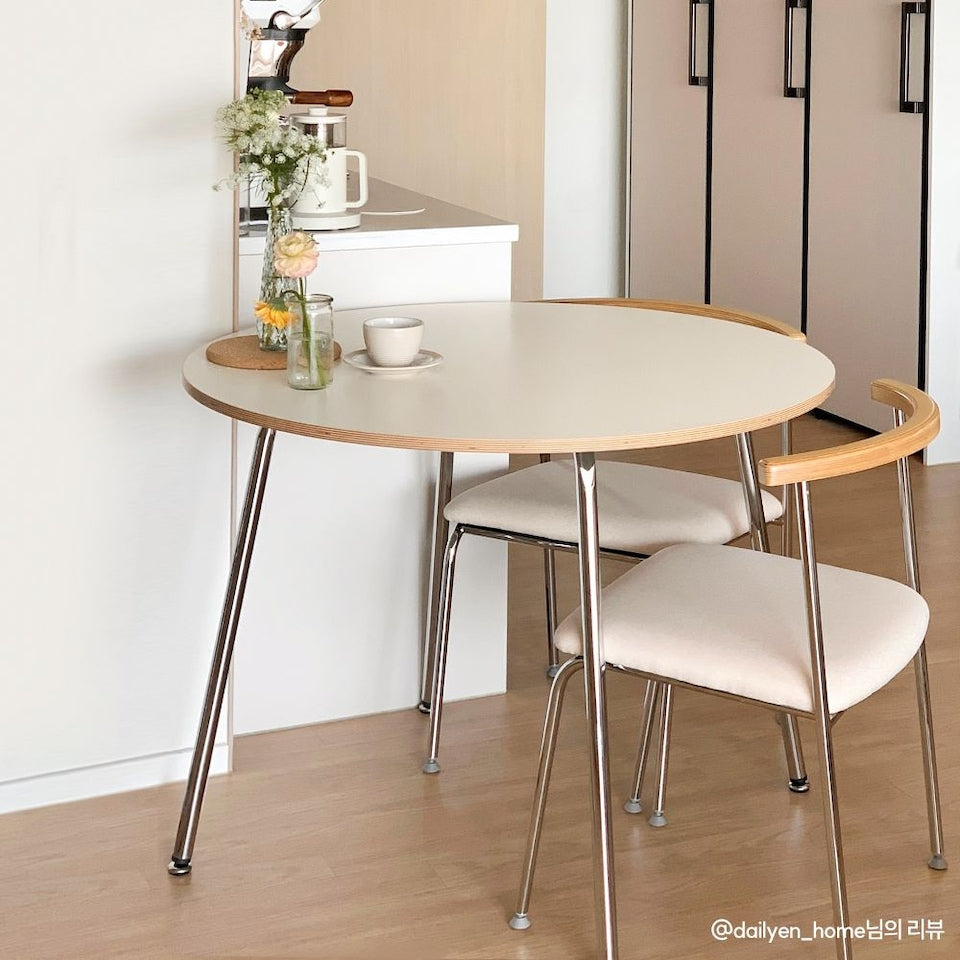 Modern Chrome Round Dining Table - 39.4"