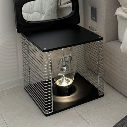 Wire Cube Side Table with Wood Top